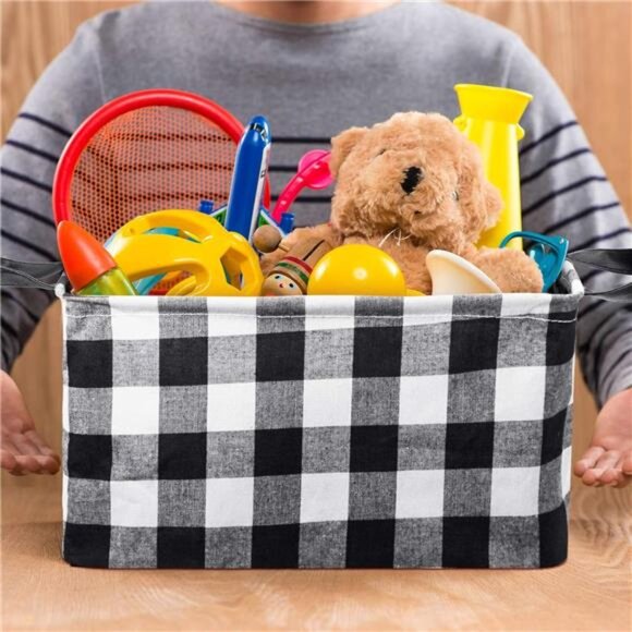 6Pcs Buffalo Plaid Basket Square Storage Basket Buffalo Check Basket Bin Storage - Picture 5 of 7